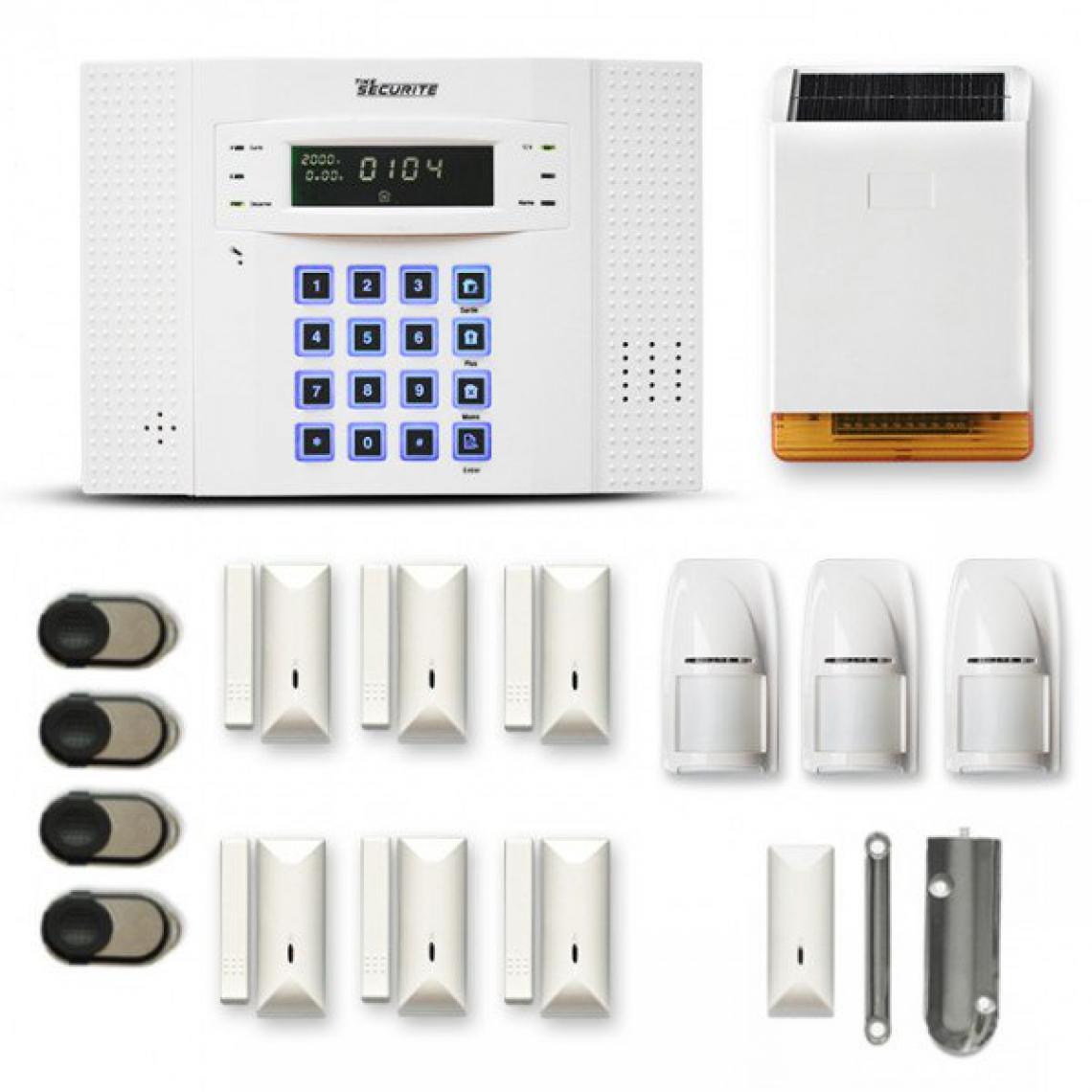 Tike Securite - Alarme Maison Sans Fil DNB47 Compatible Box internet et GSM - Alarme connectée
