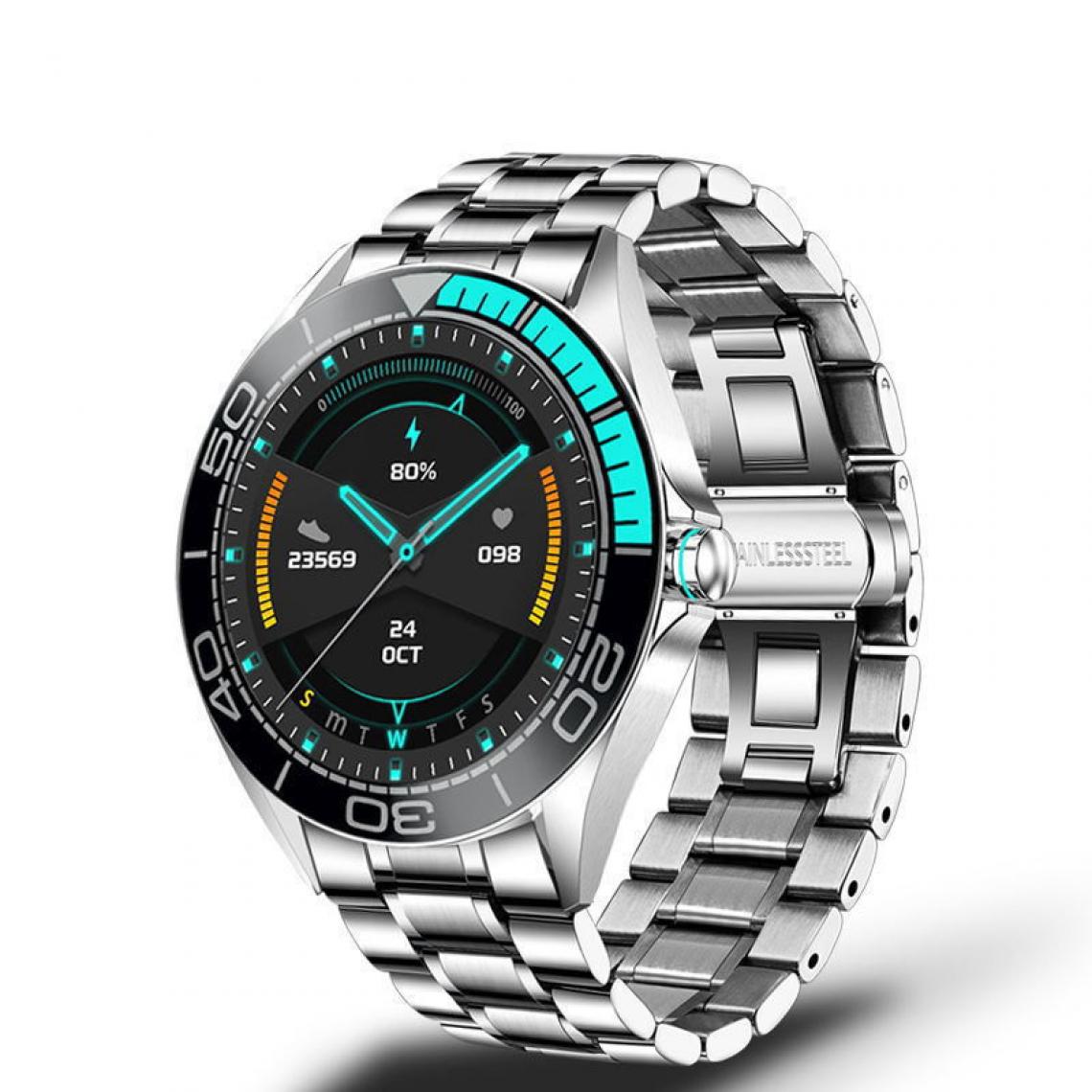 Chronotech Montres - Men Smart Watch, IP67 Waterproof Sport Fitness Tracker Smart Watches Heart Rate Blood Oxygen(silver) - Montre connectée