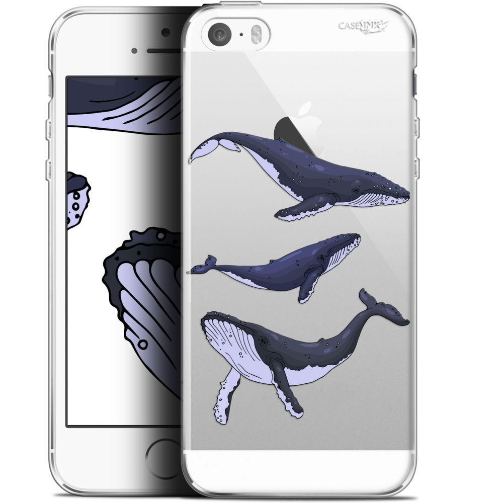 Caseink - Coque arrière Apple iPhone 5/5s/SE (4 ) Gel HD [ Nouvelle Collection - Souple - Antichoc - Imprimé en France] Les 3 Baleines - Coque, étui smartphone