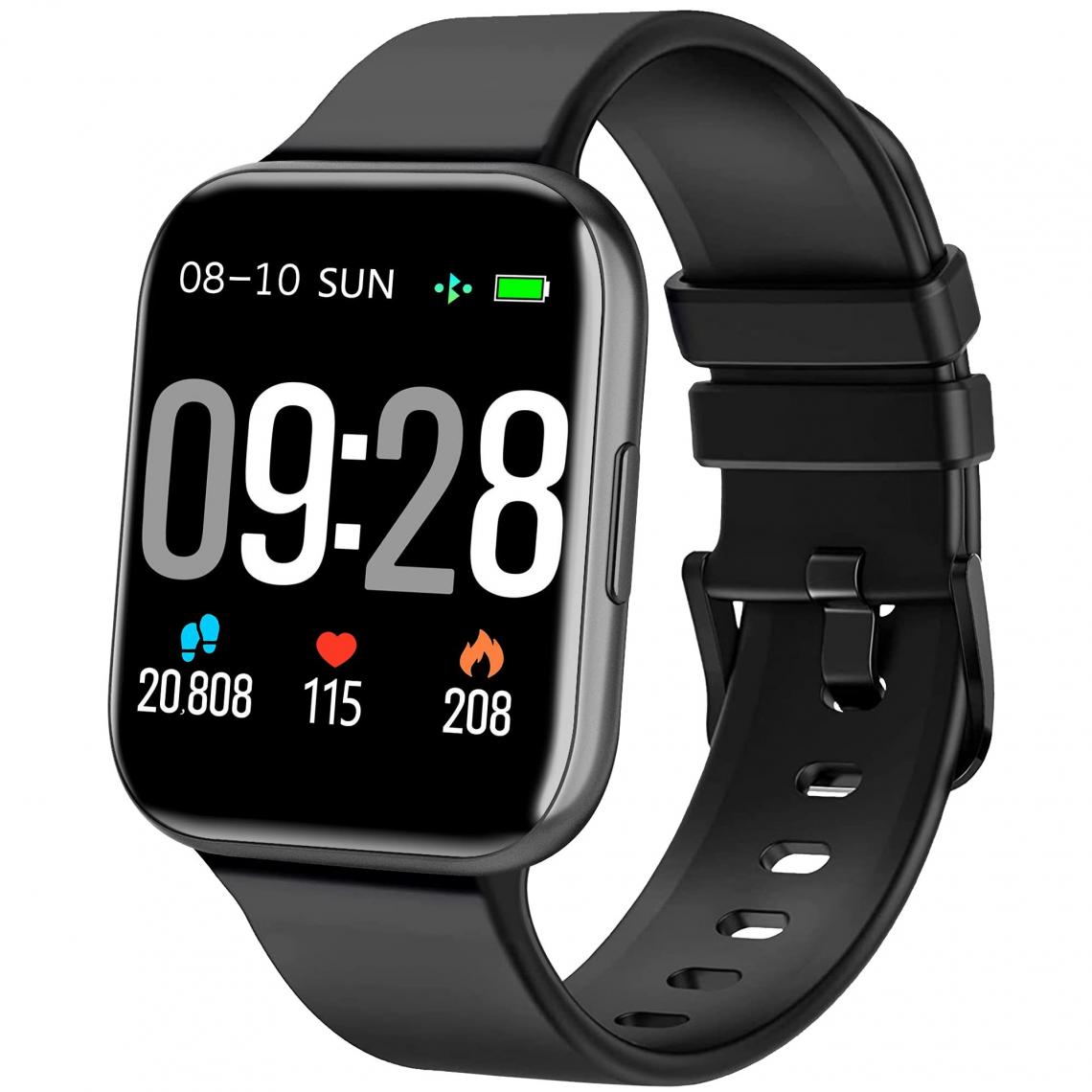 Chronotech Montres - Chronus Smart watch, 1.69" Bluetooth Talking Smartwatch for Android Phones and iOS Phones, IP68 Water Resistant Fitness Tracker with Heart Rate and Sleep Monitor (black) - Montre connectée