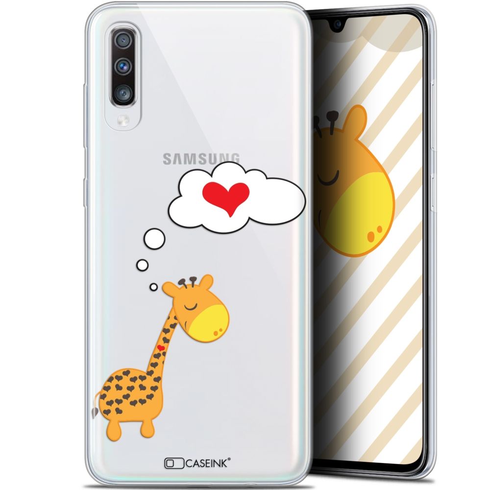 Caseink - Coque Pour Samsung Galaxy A70 (6.7 ) [Gel HD Collection Love Saint Valentin Design Girafe Amoureuse - Souple - Ultra Fin - Imprimé en France] - Coque, étui smartphone