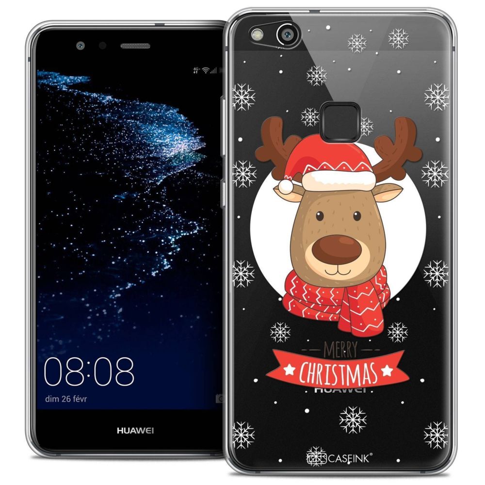 Caseink - Coque Housse Etui Huawei P10 LITE (5.2 ) [Crystal Gel HD Collection Noël 2017 Design Cerf à Echarpe - Souple - Ultra Fin - Imprimé en France] - Coque, étui smartphone