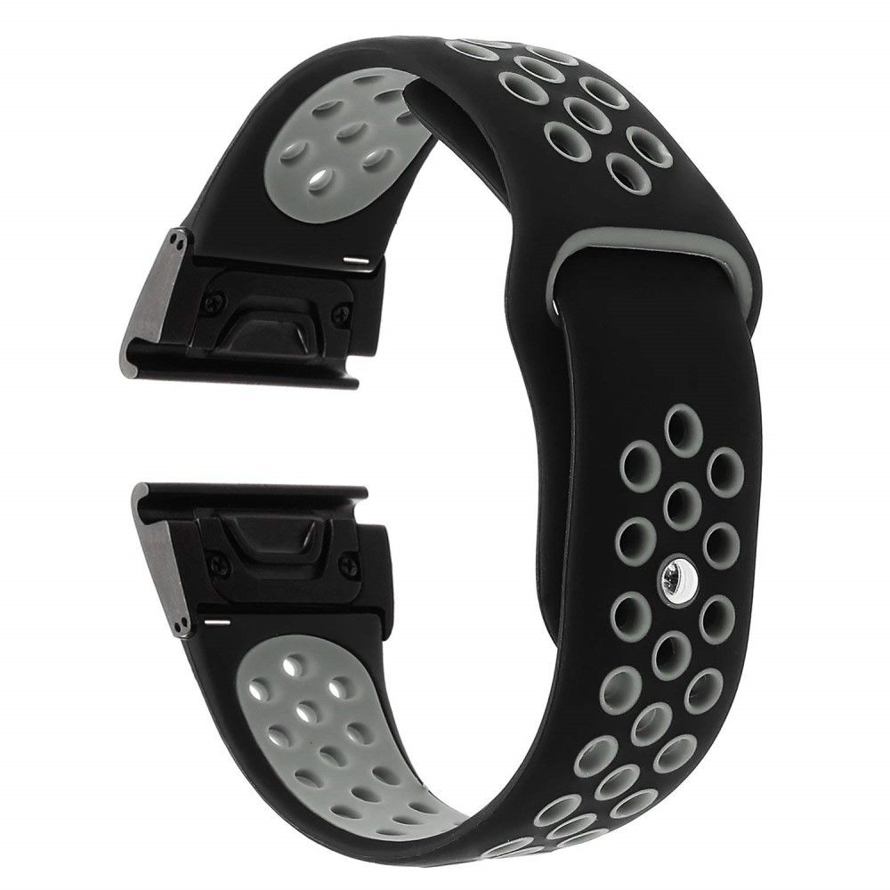 marque generique - Bracelet en silicone 26mm deux tons noir/gris pour votre Garmin Fenix 5X - Accessoires bracelet connecté