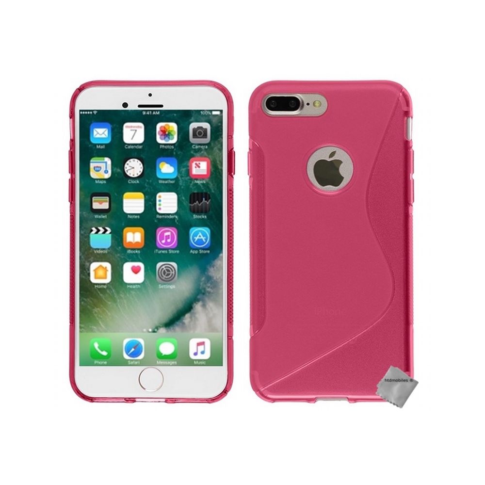 Htdmobiles - Housse etui coque pochette silicone gel fine pour Apple iPhone 7 Plus + verre trempe - ROSE - Autres accessoires smartphone