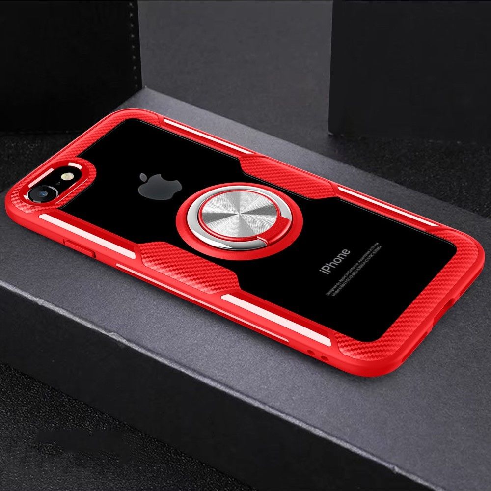 Generic - Coque en TPU avec béquille rouge/argent pour votre Apple iPhone SE (2nd Generation)/8/7 - Coque, étui smartphone