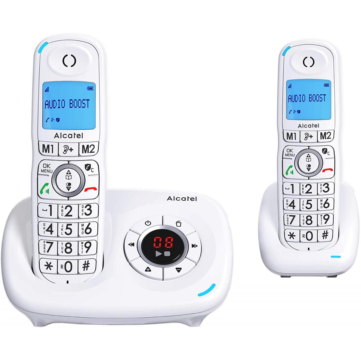 Alcatel - telephone DUO sans fil avec répondeur blanc - Téléphone fixe-répondeur