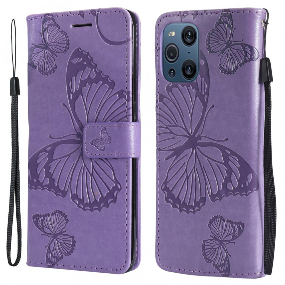 Other - Etui en PU Motif de papillons avec support violet pour votre Oppo Find X3 Pro/Find X3 - Coque, étui smartphone