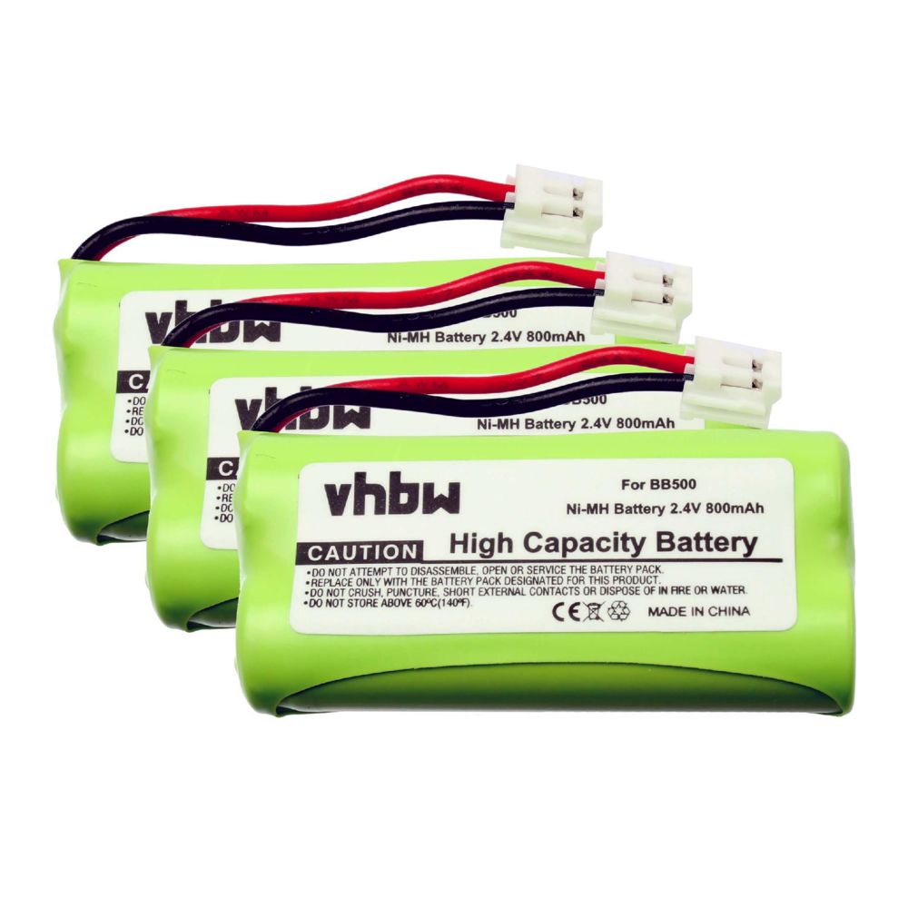 Vhbw - 3 batteries 600mAh pour téléphone fixe sans fil Binatone Big button combo 2 II remplace BC102906, 87C, BT-34H, 60AAAH2BMJ, T377 - Batterie téléphone