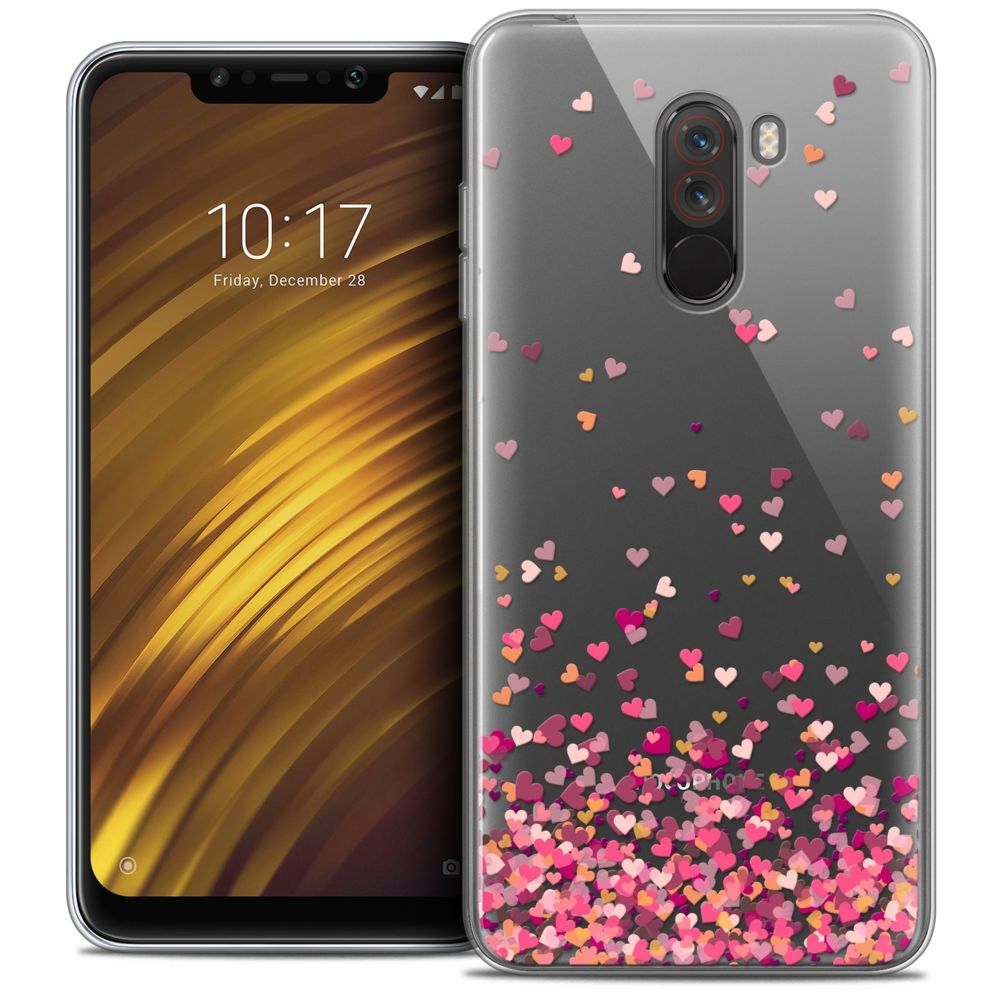 Caseink - Coque Housse Etui Xiaomi Pocophone F1 (6.18 ) [Crystal Gel HD Collection Sweetie Design Heart Flakes - Souple - Ultra Fin - Imprimé en France] - Coque, étui smartphone