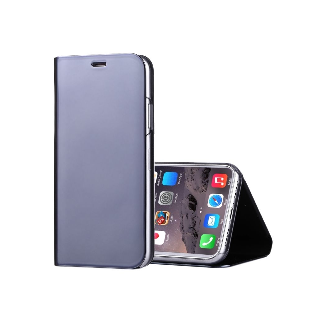 Wewoo - Coque noir pour iPhone X galvanoplastie miroir horizontale flip étui en cuir avec support - Coque, étui smartphone