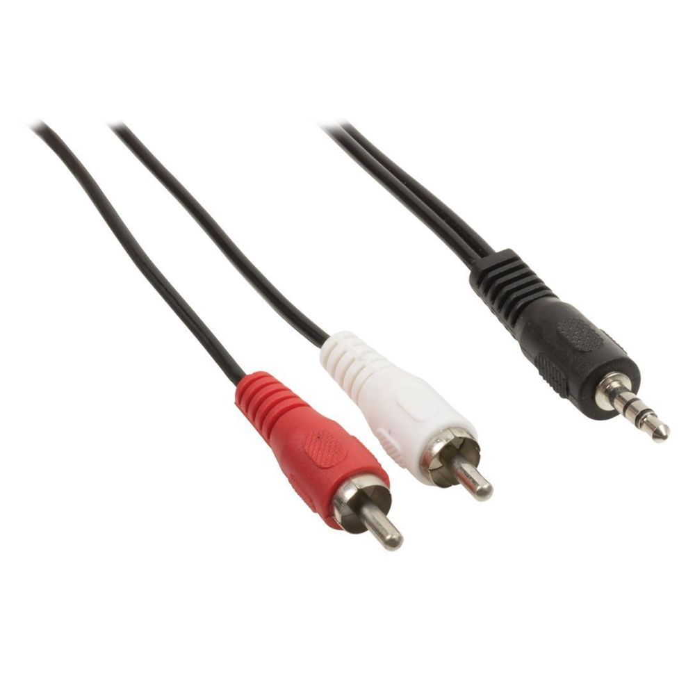 Ansell - Câble adaptateur audio Jack 3,5 mm stéréo mâle vers 2x RCA mâles 5.00 m noir - accessoires cables meubles supports