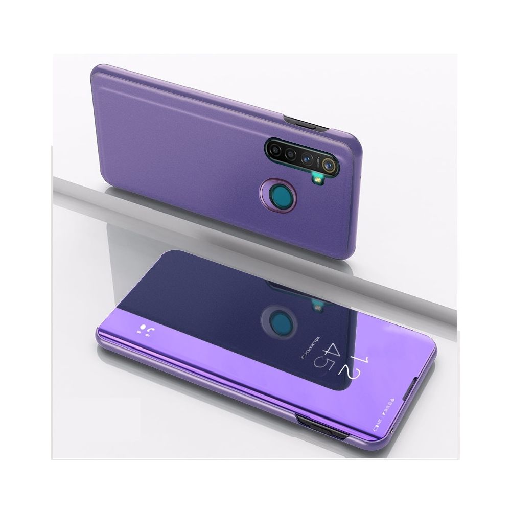 Wewoo - Coque Rigide Pour OPPO Realme 5 Pro Miroir Plaqué Cuir Flip Horizontal avec support Étui Téléphone Mobile Bleu Violet - Coque, étui smartphone