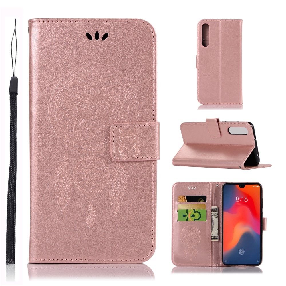 marque generique - Etui en PU capteur de rêves de hibou avec support flip or rose pour votre Huawei P30 - Autres accessoires smartphone