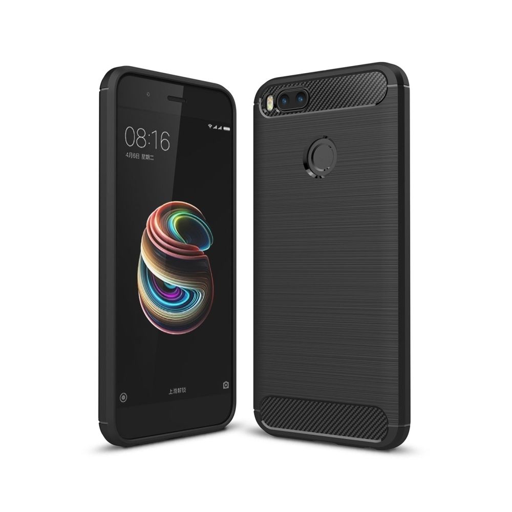 Wewoo - Coque noir pour Xiaomi Mi 5X fibre de carbone TPU brossé Texture antichoc étui de protection arrière - Coque, étui smartphone