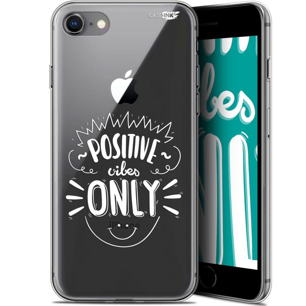 Caseink - Coque arrière Apple iPhone 7/8 (4.7 ) Gel HD [ Nouvelle Collection - Souple - Antichoc - Imprimé en France] Positive Vibes Only - Coque, étui smartphone