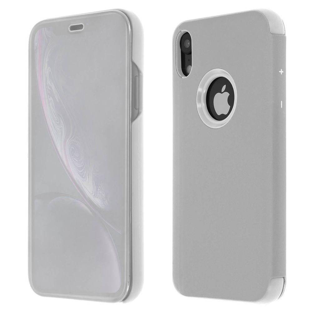 Avizar - Housse Apple iPhone XR Etui Folio Miroir Ultra-fine Clapet Translucide - Argent - Coque, étui smartphone