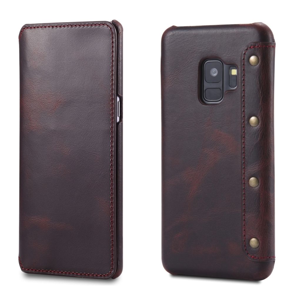 Wewoo - Coque Pour Galaxy S9 Denior Oil Wax Cuir de vachette Étui en à rabat horizontal simple avec emplacements cartes et portefeuille rouge foncé - Coque, étui smartphone