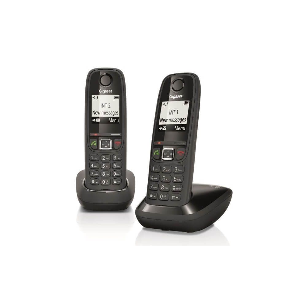 Gigaset - DECT Gigaset AS405 Duo Noir - Téléphone fixe sans fil