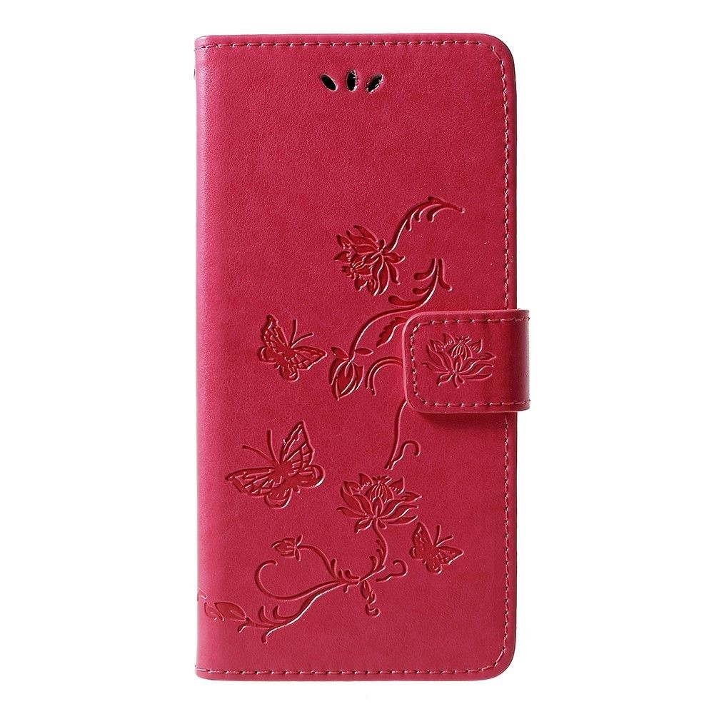 marque generique - Etui en PU fleur papillon rouge pour votre Samsung Galaxy J6 Plus/J6 Prime - Autres accessoires smartphone