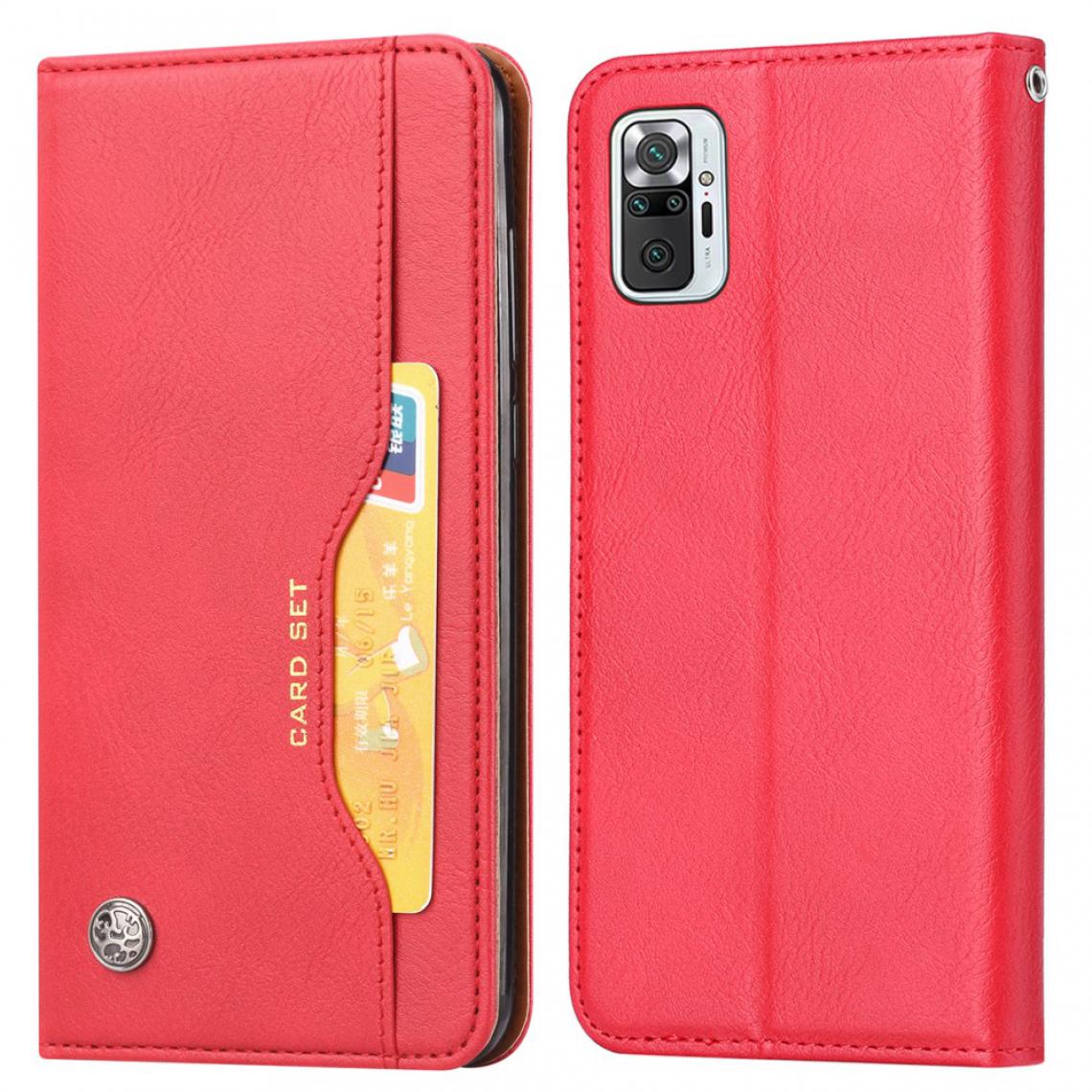 Other - Etui en PU Auto-absorbé avec support rouge pour votre Xiaomi Redmi Note 10 4G/Redmi Note 10S - Coque, étui smartphone