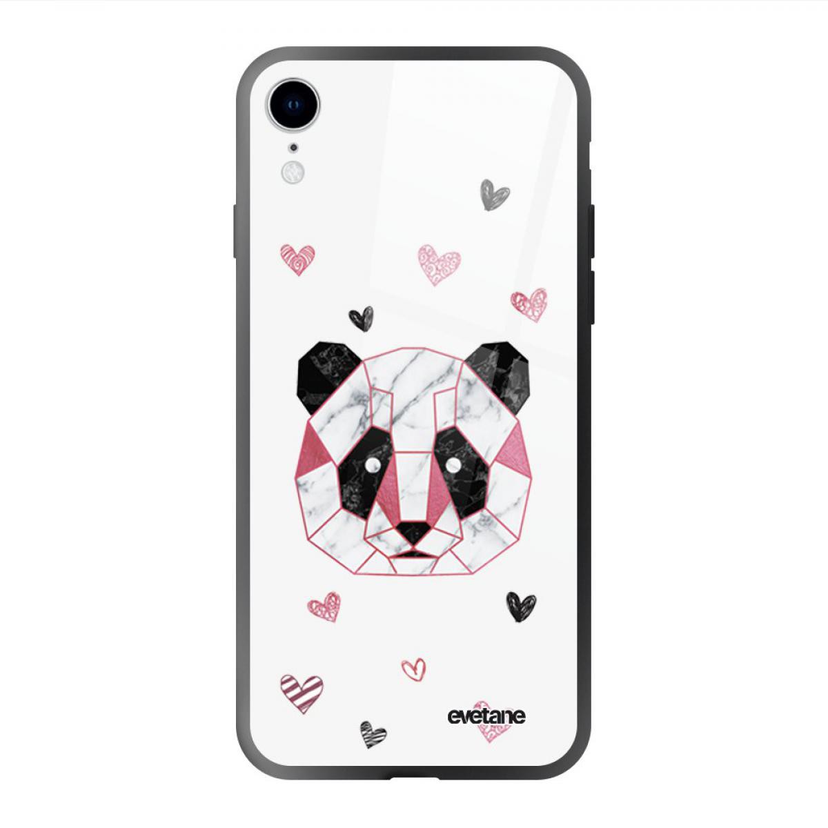 Evetane - Coque iPhone Xr soft touch noir effet glossy Panda Géométrique Rose Design Evetane - Coque, étui smartphone