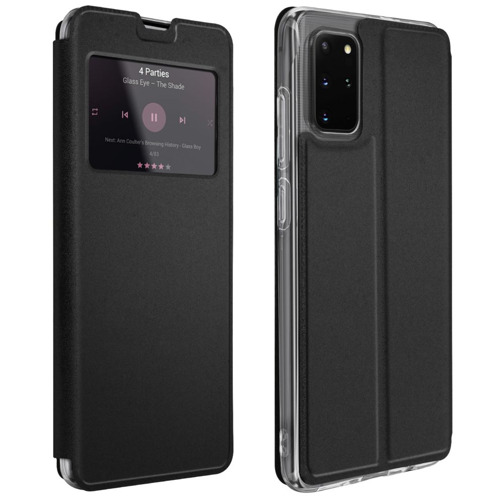 Avizar - Étui Galaxy S20 Plus Porte-carte Support Vidéo Fenêtre d'affichage Noir - Coque, étui smartphone