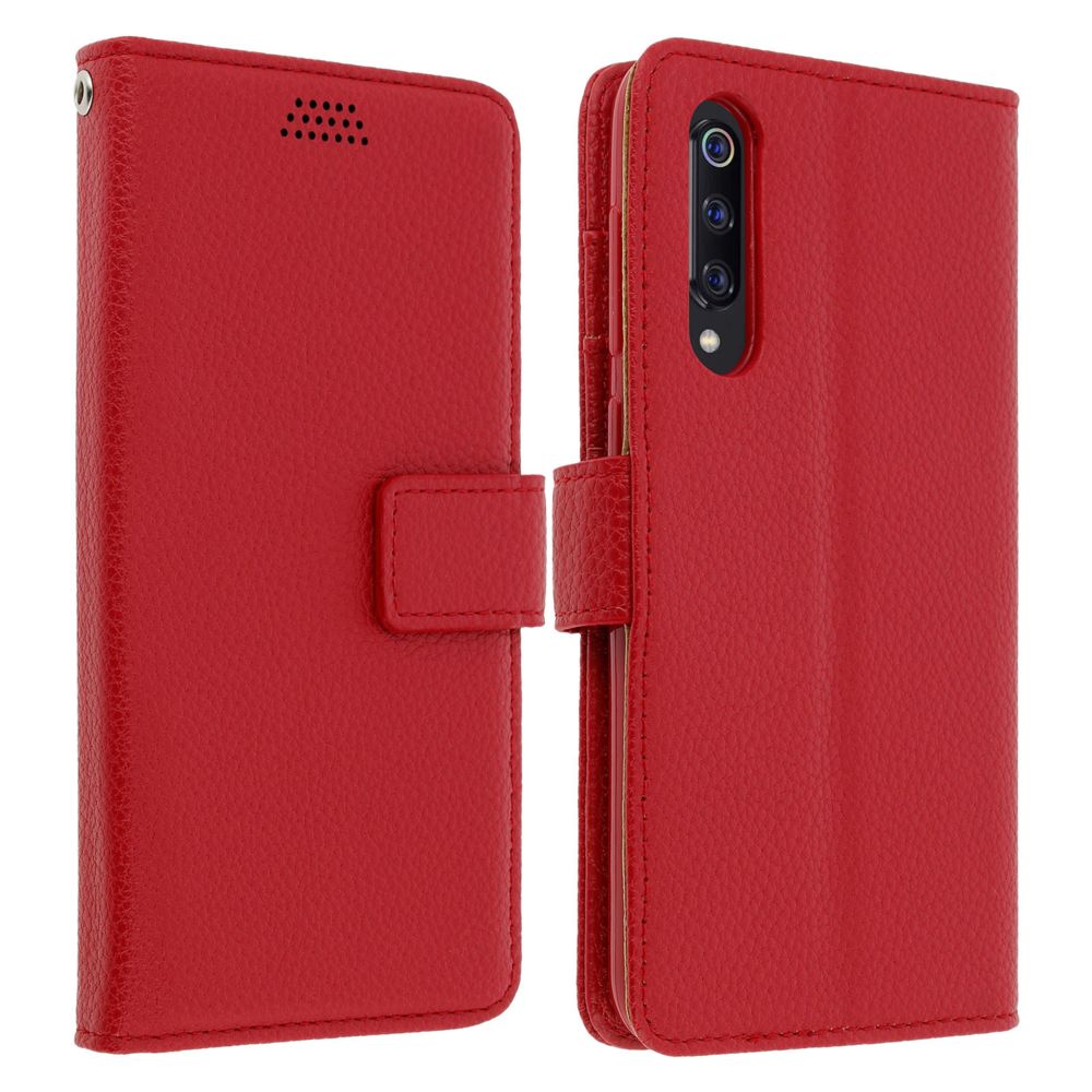 Avizar - Housse Xiaomi Mi 9 SE Étui Folio Portefeuille Soft Touch Support Vidéo rouge - Coque, étui smartphone