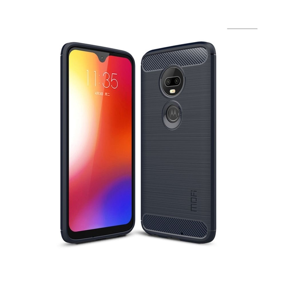 Wewoo - Coque en TPU fibre de carbone texturée pour Motorola Moto G7 (bleue) - Coque, étui smartphone