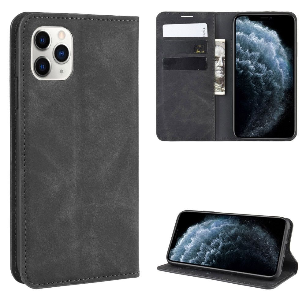 Wewoo - Coque Étui en cuir à aspiration magnétique Business avec skin rétro pour iPhone 11 Pro noir - Coque, étui smartphone