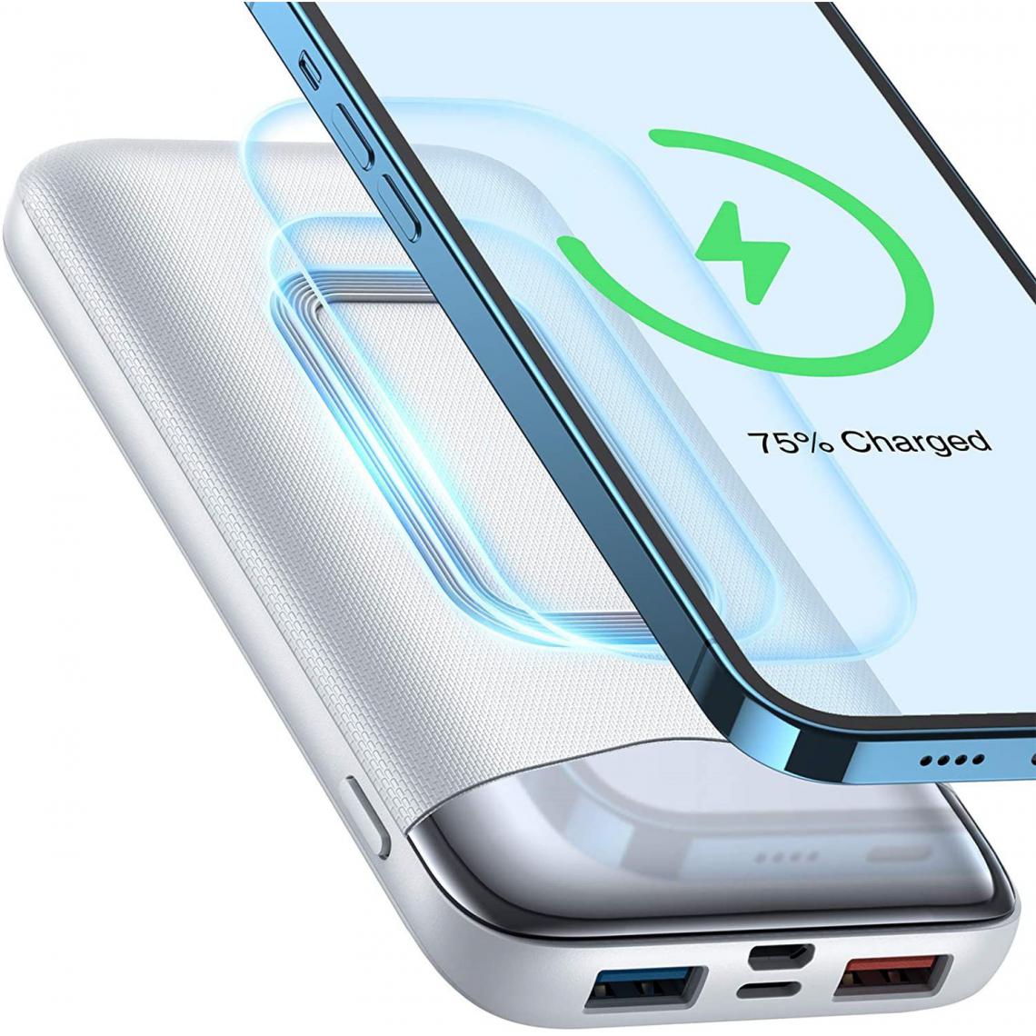 Chrono - Magnetic Wireless Power Bank 4225 mAh Batterie Externe Chargeur Portable (Blanc) - Chargeur secteur téléphone