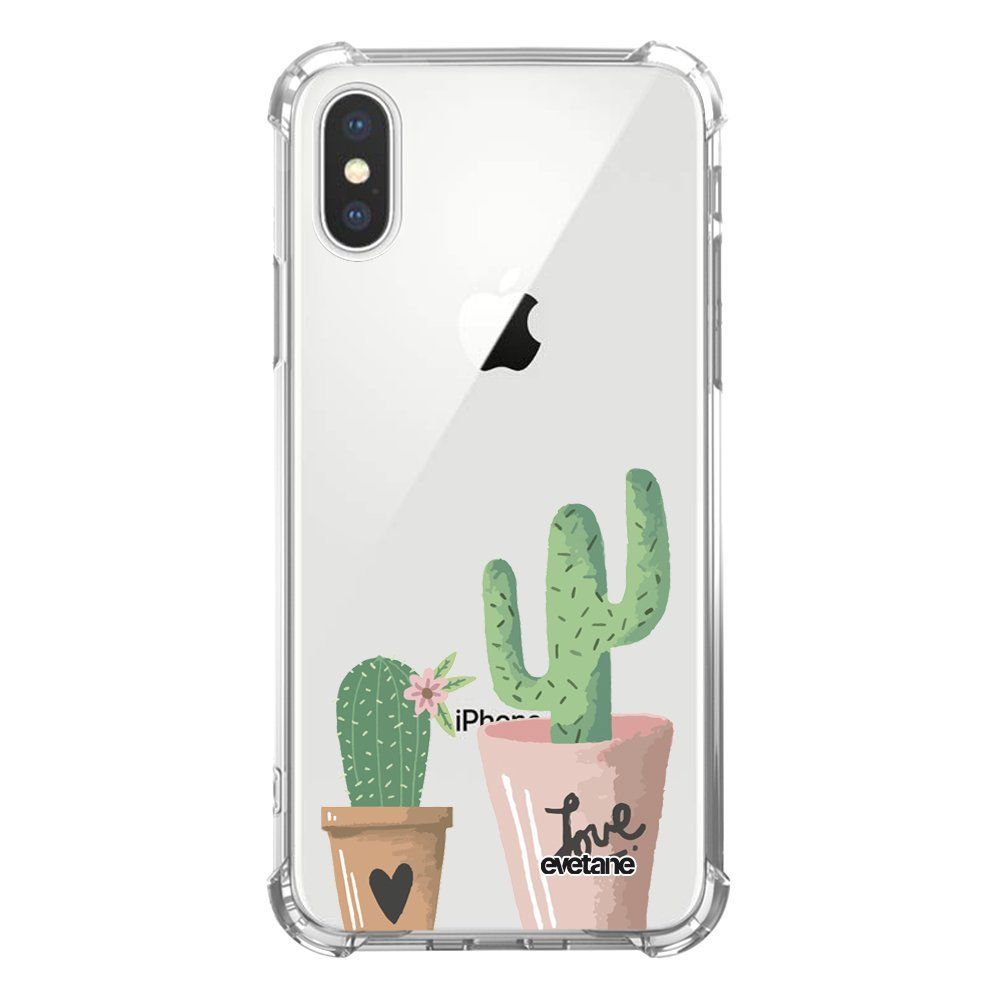 Evetane - Coque iPhone X/ Xs anti-choc souple avec angles renforcés transparente Cactus Love Evetane - Coque, étui smartphone