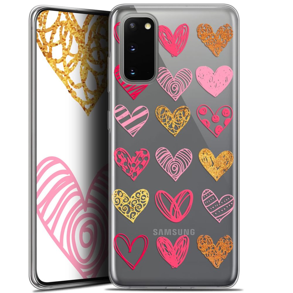 Caseink - Coque Pour Samsung Galaxy S20 (6.2 ) [Gel HD Collection Sweetie Design Doodling Hearts - Souple - Ultra Fin - Imprimé en France] - Coque, étui smartphone