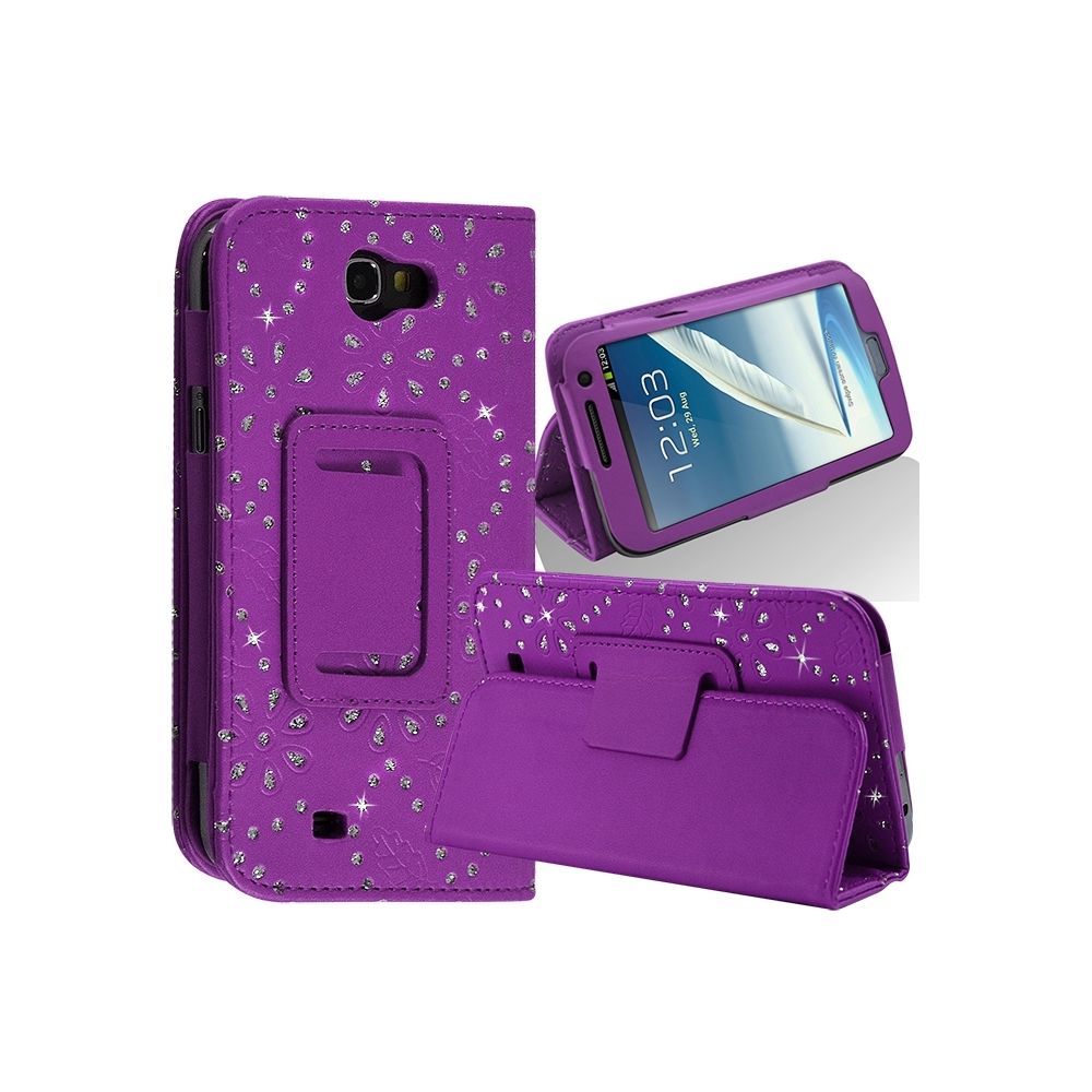 Karylax - Housse coque etui pour Samsung Galaxy Note 2 Style Diamant Couleur Violet - Autres accessoires smartphone