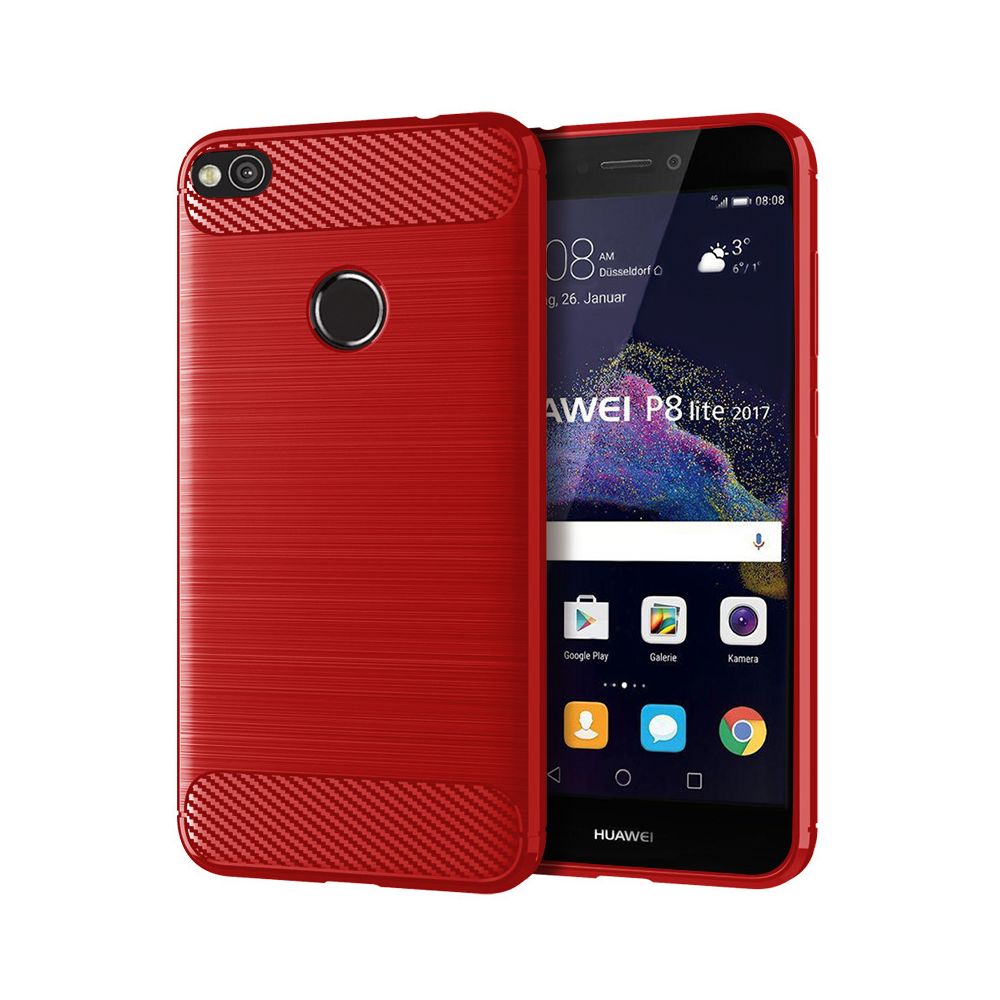 marque generique - Etui Coque de protection durable souple pour Huawei P8 Lite 2017 - Rouge - Autres accessoires smartphone