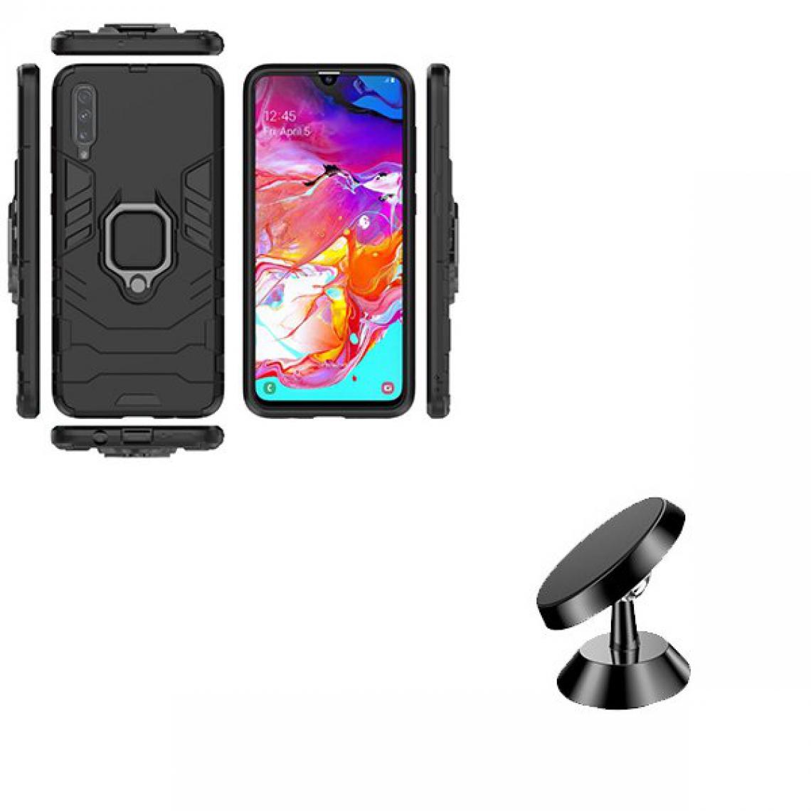Phonecare - Kit Support Magnétique de Voiture + Coque 3X1 Military Defender - Samsung A70s - Coque, étui smartphone