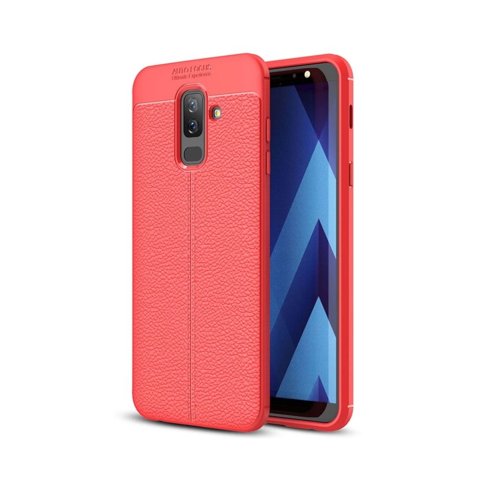 Wewoo - Coque TPU Litchi Texture pour Galaxy J8 2018 Rouge - Coque, étui smartphone