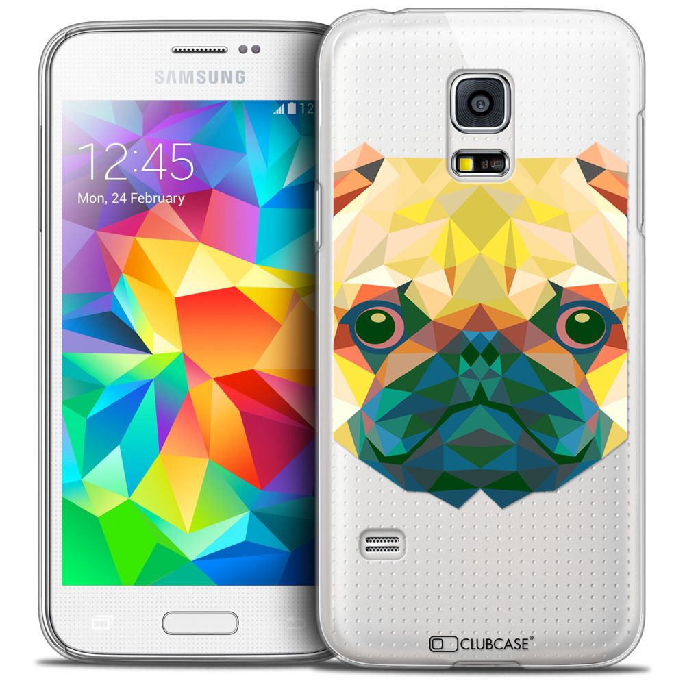Caseink - Coque Housse Etui Galaxy S5 [Crystal HD Polygon Series Animal - Rigide - Ultra Fin - Imprimé en France] Chien - Coque, étui smartphone
