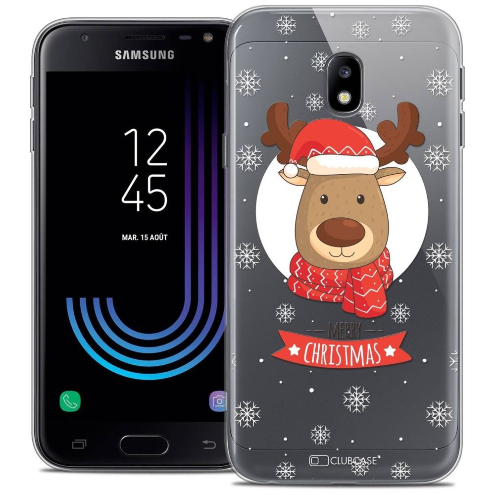 Caseink - Coque Housse Etui Samsung Galaxy J3 2017 J320 (5 ) [Crystal Gel HD Collection Noël 2017 Design Cerf à Echarpe - Souple - Ultra Fin - Imprimé en France] - Coque, étui smartphone