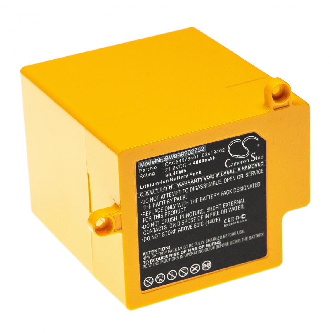 Vhbw - vhbw Batterie remplacement pour LG 63419402, EAC64578401, EAC64578402 pour aspirateur, robot électroménager (4000mAh, 21,6V, Li-ion) - Accessoire entretien des sols