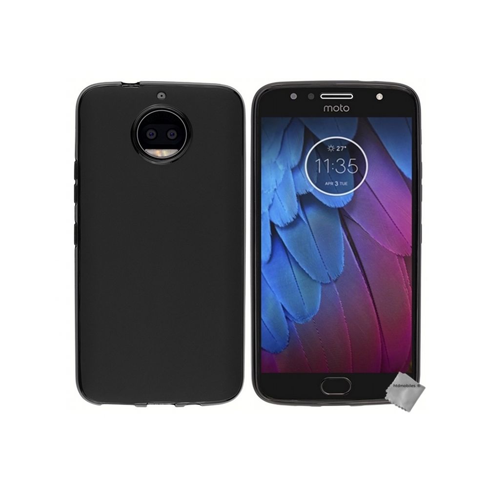 Htdmobiles - Housse etui coque pochette silicone gel fine pour Motorola Moto G5s Plus + film ecran - NOIR - Autres accessoires smartphone