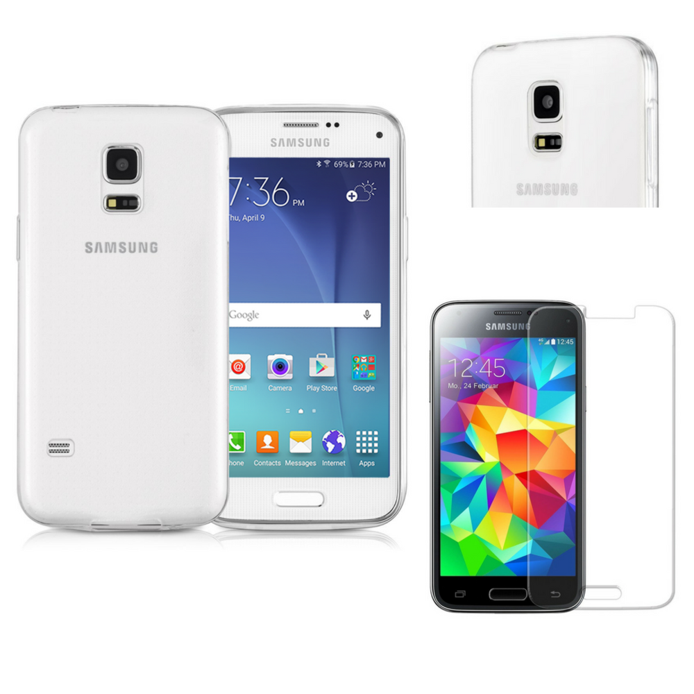 Phonillico - Coque TPU Silicone pour Samsung Galaxy S5 MINI + Verre Trempé Film Protection Ecran [Phonillico®] - Coque, étui smartphone