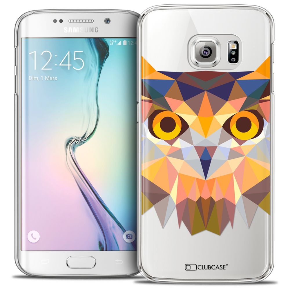 Caseink - Coque Housse Etui Galaxy S6 Edge [Crystal HD Polygon Series Animal - Rigide - Ultra Fin - Imprimé en France] - Hibou - Coque, étui smartphone