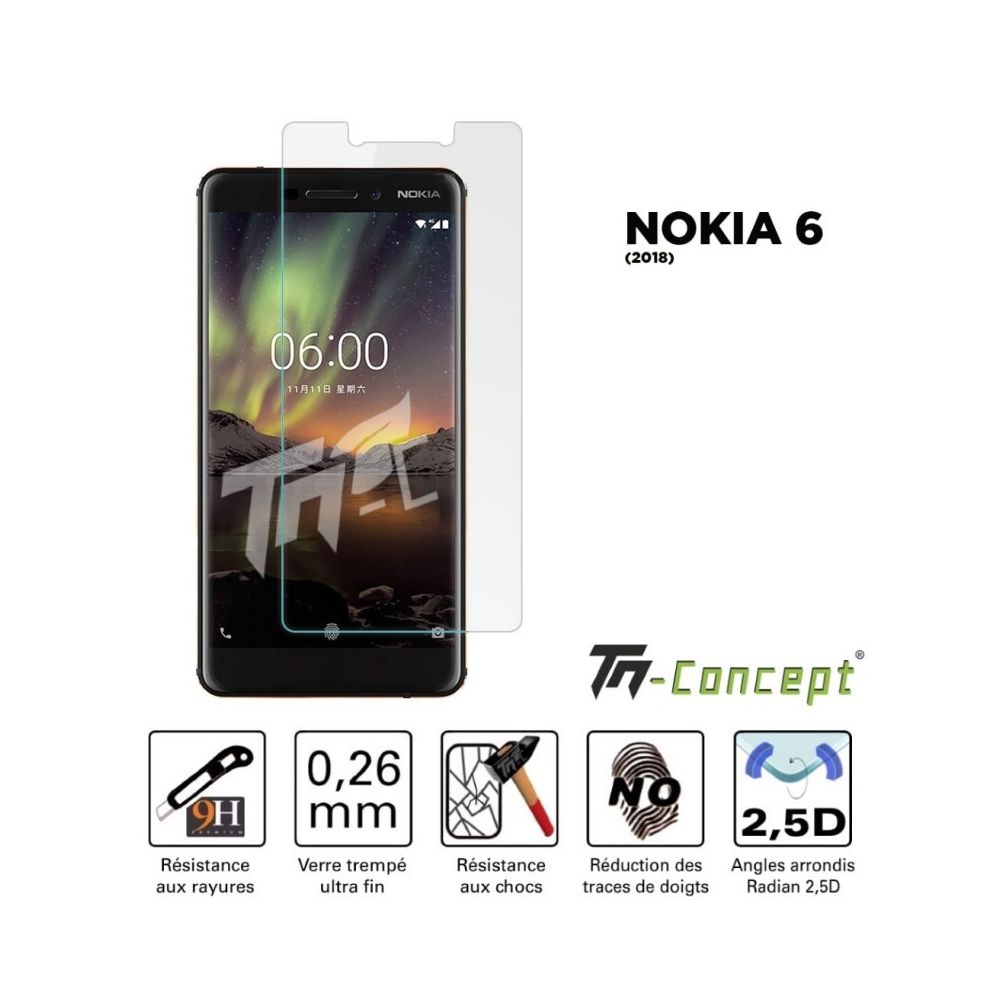 Tm Concept - Nokia 6 (2018) - Vitre de Protection Crystal - Protection écran smartphone
