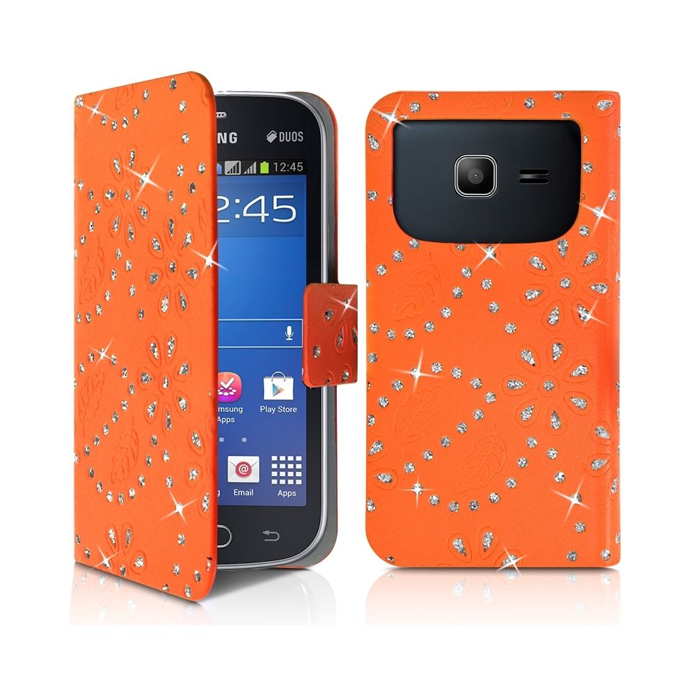 Karylax - Housse Coque Etui Portefeuille Motif Diamant Universel S couleur orange pour Samsung Galaxy Trend Lite - Autres accessoires smartphone