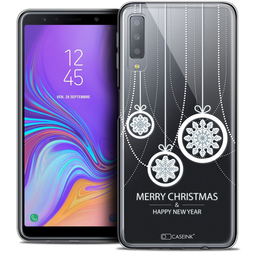 Caseink - Coque Housse Etui Pour Samsung Galaxy A7 (2018) A750 (6 ) [Crystal Gel HD Collection Noël 2017 Design Christmas Balls - Souple - Ultra Fin - Imprimé en France] - Coque, étui smartphone