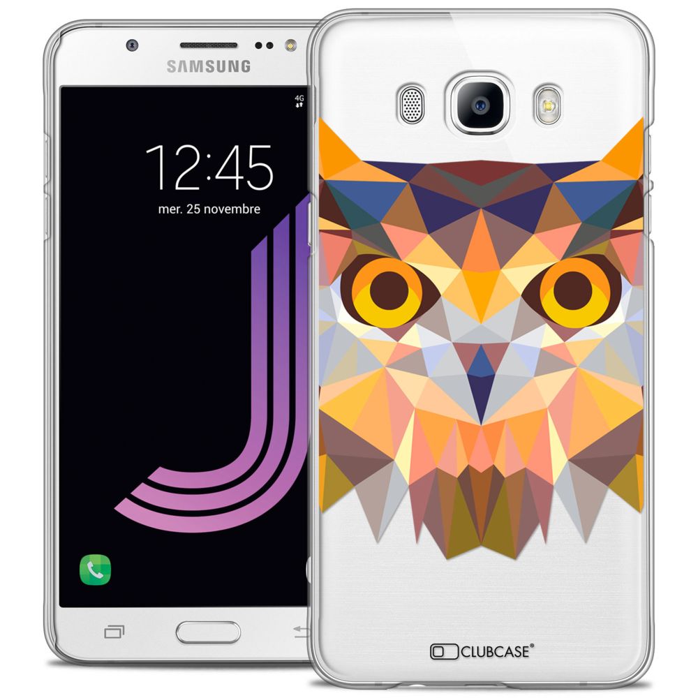 Caseink - Coque Housse Etui Samsung Galaxy J7 2016 (J710) [Crystal HD Polygon Series Animal - Rigide - Ultra Fin - Imprimé en France] - Hibou - Coque, étui smartphone