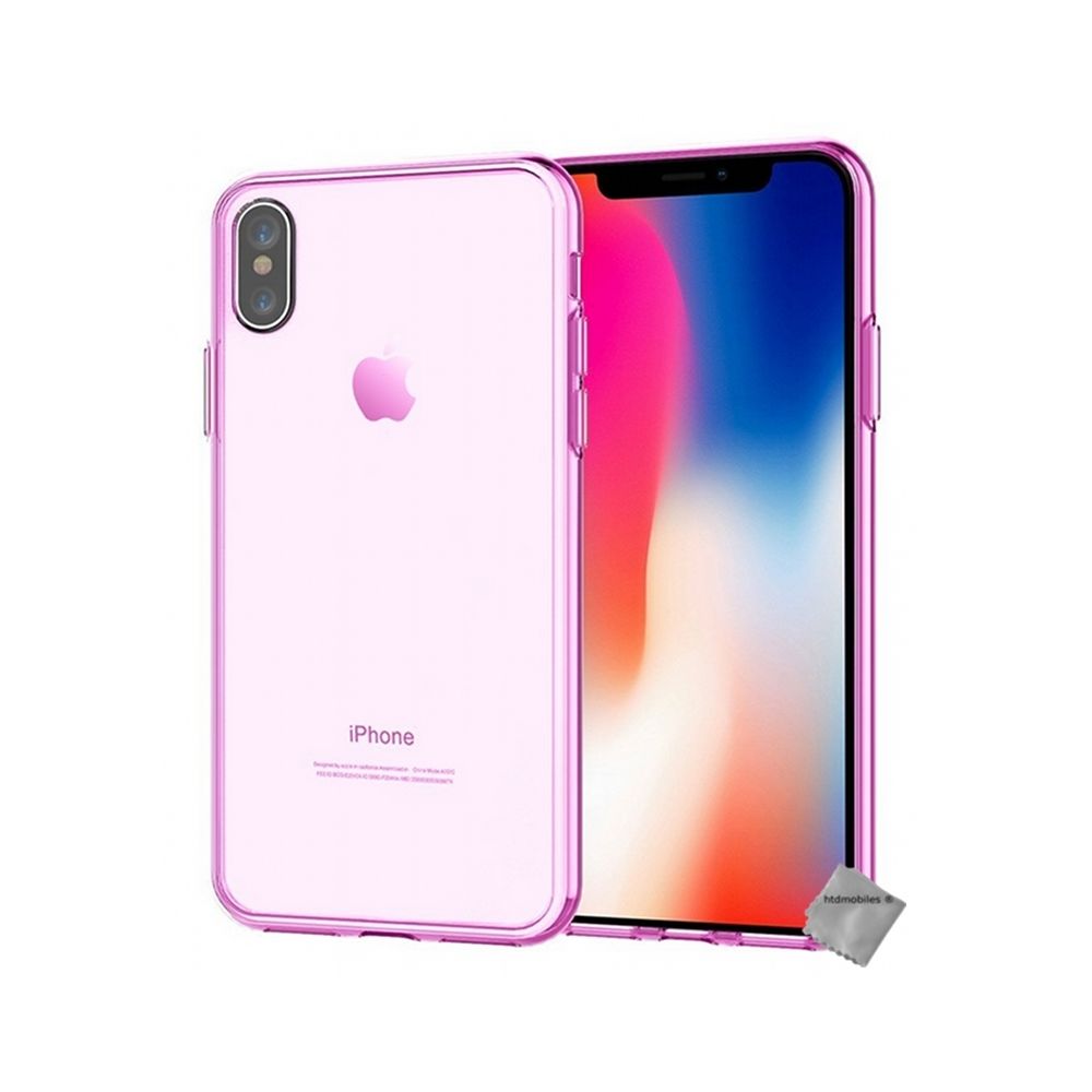 Htdmobiles - Housse etui coque pochette silicone gel fine pour Apple iPhone X + film ecran - ROSE - Autres accessoires smartphone