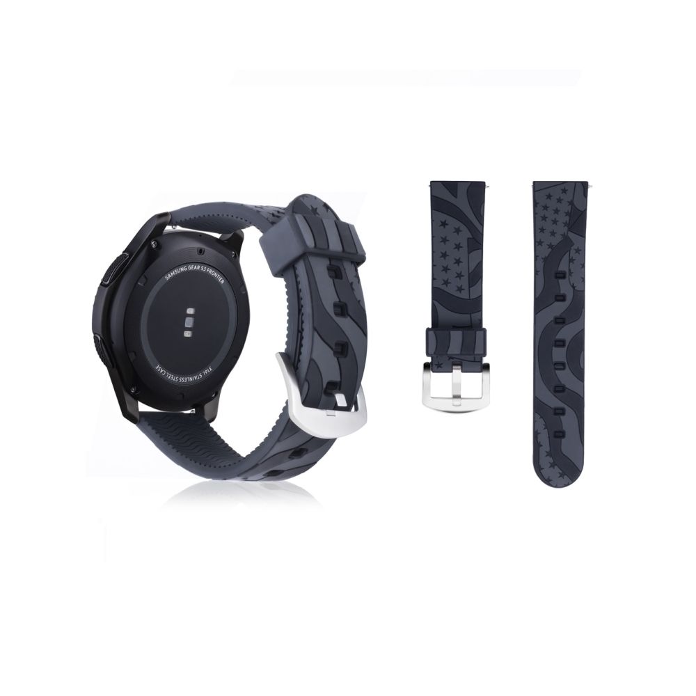 Wewoo - Bande de montre-bracelet en silicone à motif drapeau national pour Samsung Gear S3 22mm noir - Bracelet connecté