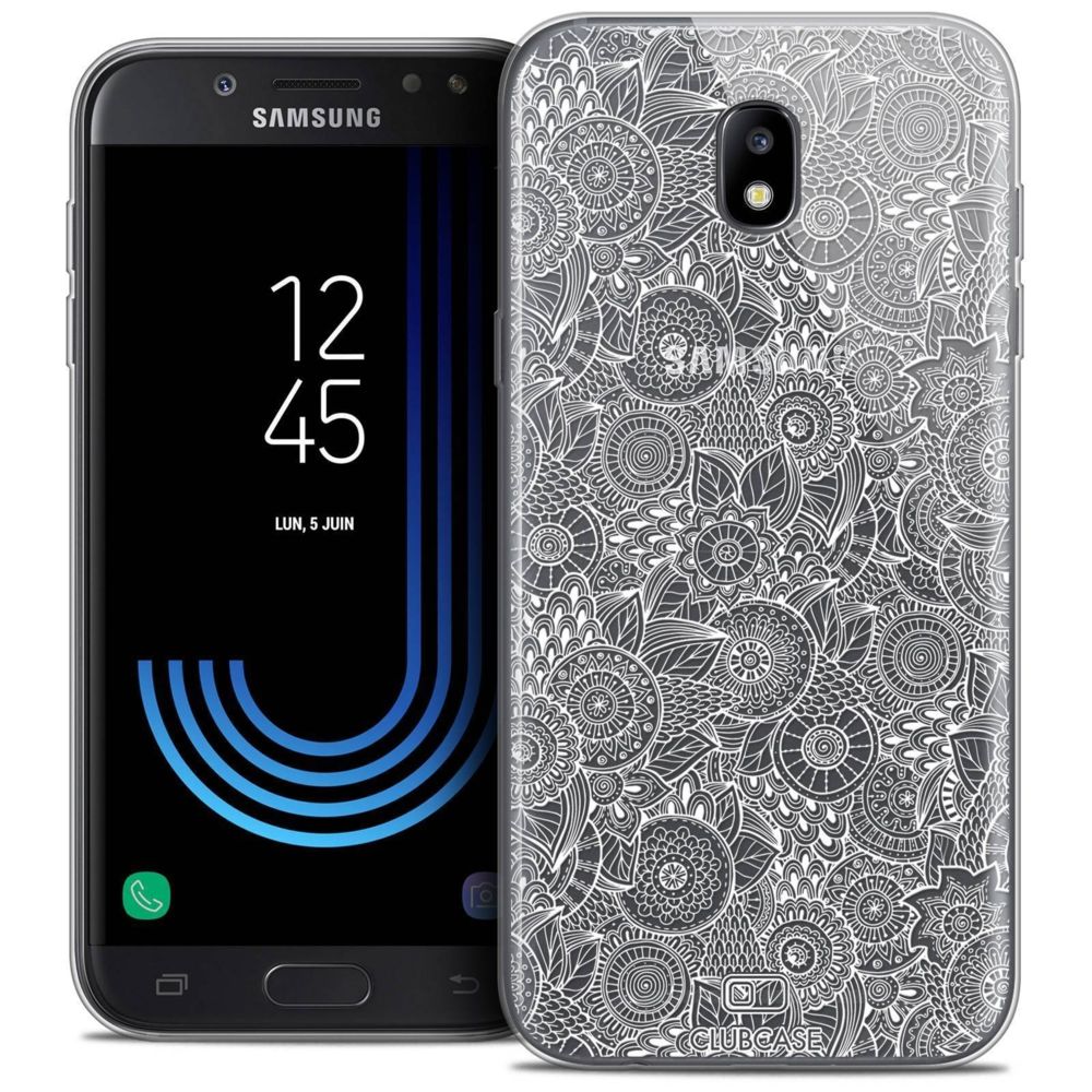 Caseink - Coque Housse Etui Samsung Galaxy J7 2017 J730 (5.5 ) [Crystal Gel HD Collection Dentelle Florale Design Blanc - Souple - Ultra Fin - Imprimé en France] - Coque, étui smartphone