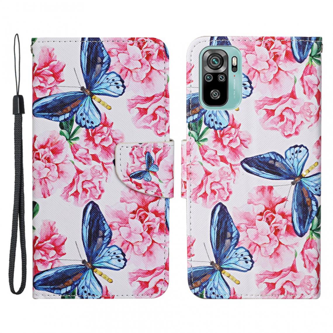 Other - Etui en PU Impression de motifs avec support papillon et fleur pour votre Xiaomi Redmi Note 10 4G/Note 10S - Coque, étui smartphone